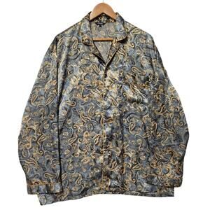 Paisley Long Sleeve Satin Pajama Top Women's L Loungewear Sleepwear Elegant